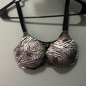 Victoria's Secret Zebra Print Bra with Black Accents and Rhinestones 38D